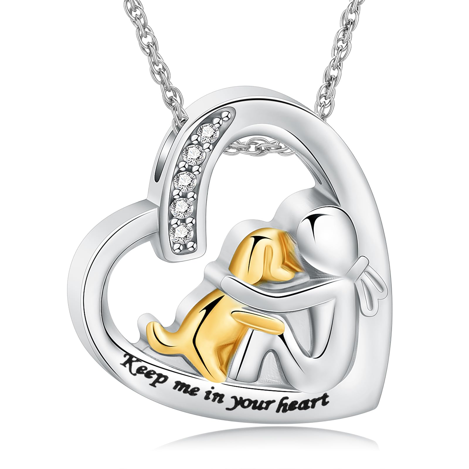 Corazón Pet Urna Collares para cenizas Gato/Perro Forever Friends Corazón Joyas de cremación para cenizas de mascotas Gatos Perros Recuerdos Collar Conmemorativo para Mujeres Hombres Urna Colgante