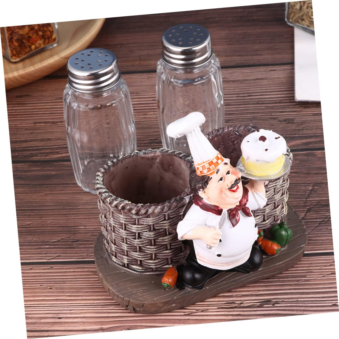 Alipis 2sets Lovely Kitchen Decor of Seasoning Shaker Figurines for Spice Organization and Kitchen Decoration Cute Chef Statue Ornaments for Home and Bakery