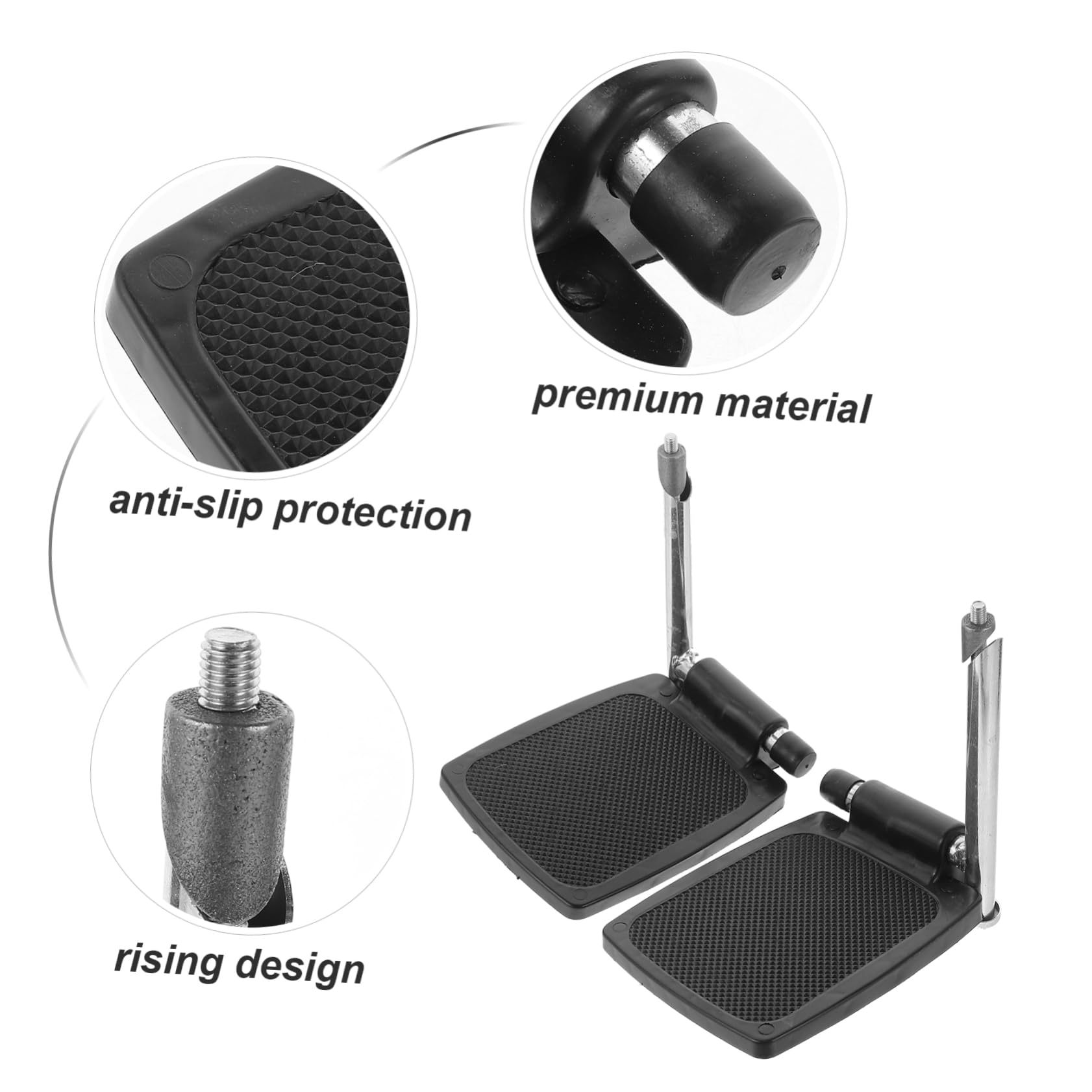 CALLARON Reposapiés para Silla de Ruedas 1 Par, Pedales Elevadores con Poste, Plástico Negro, Protección Antideslizante, Adaptación