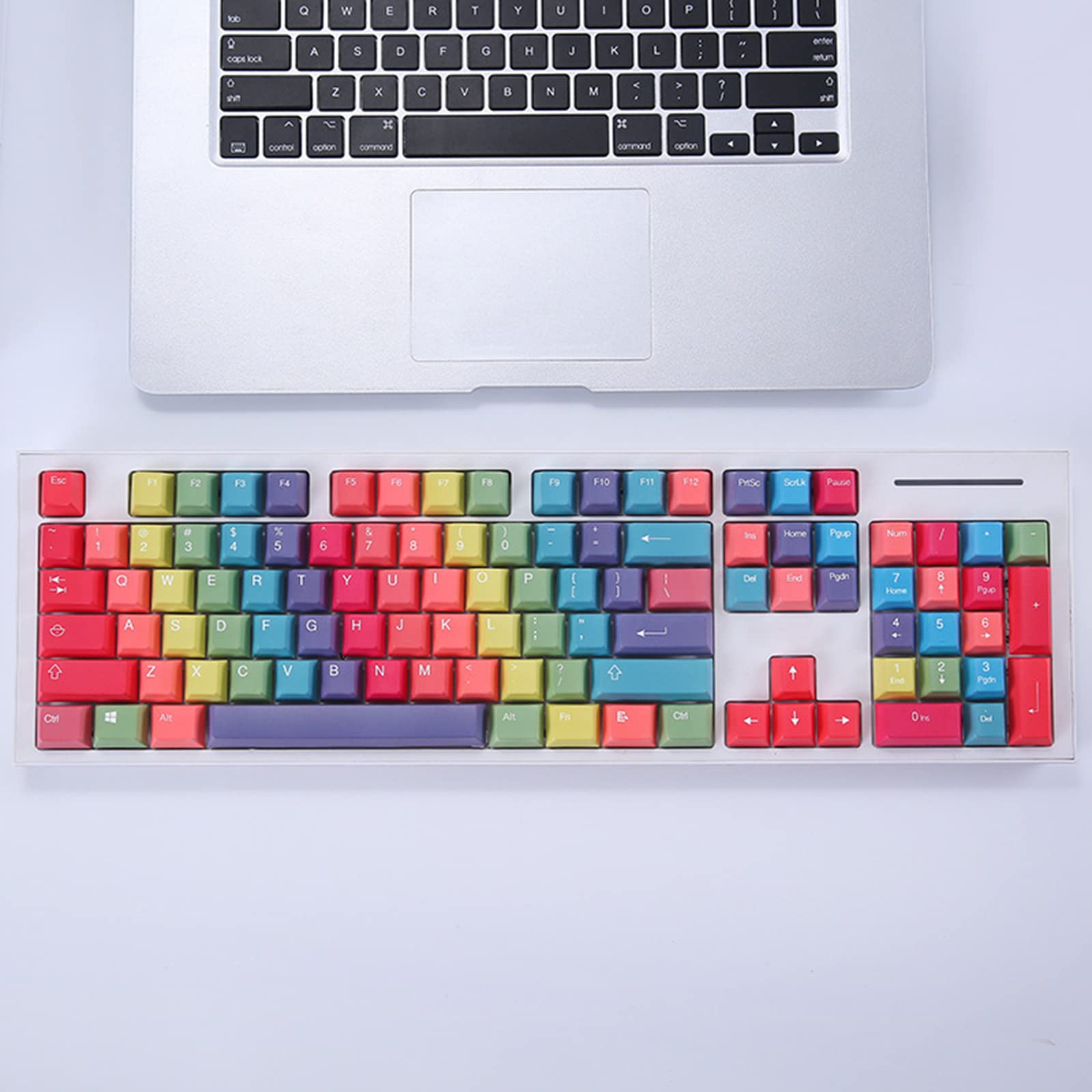 Tęczowy motyw PBT Dye Subbed Keycap 114-klawisz do przełącznika profil klawiatury mechanicznej do czapek tęcza do zestawu klawiatury do przełączników