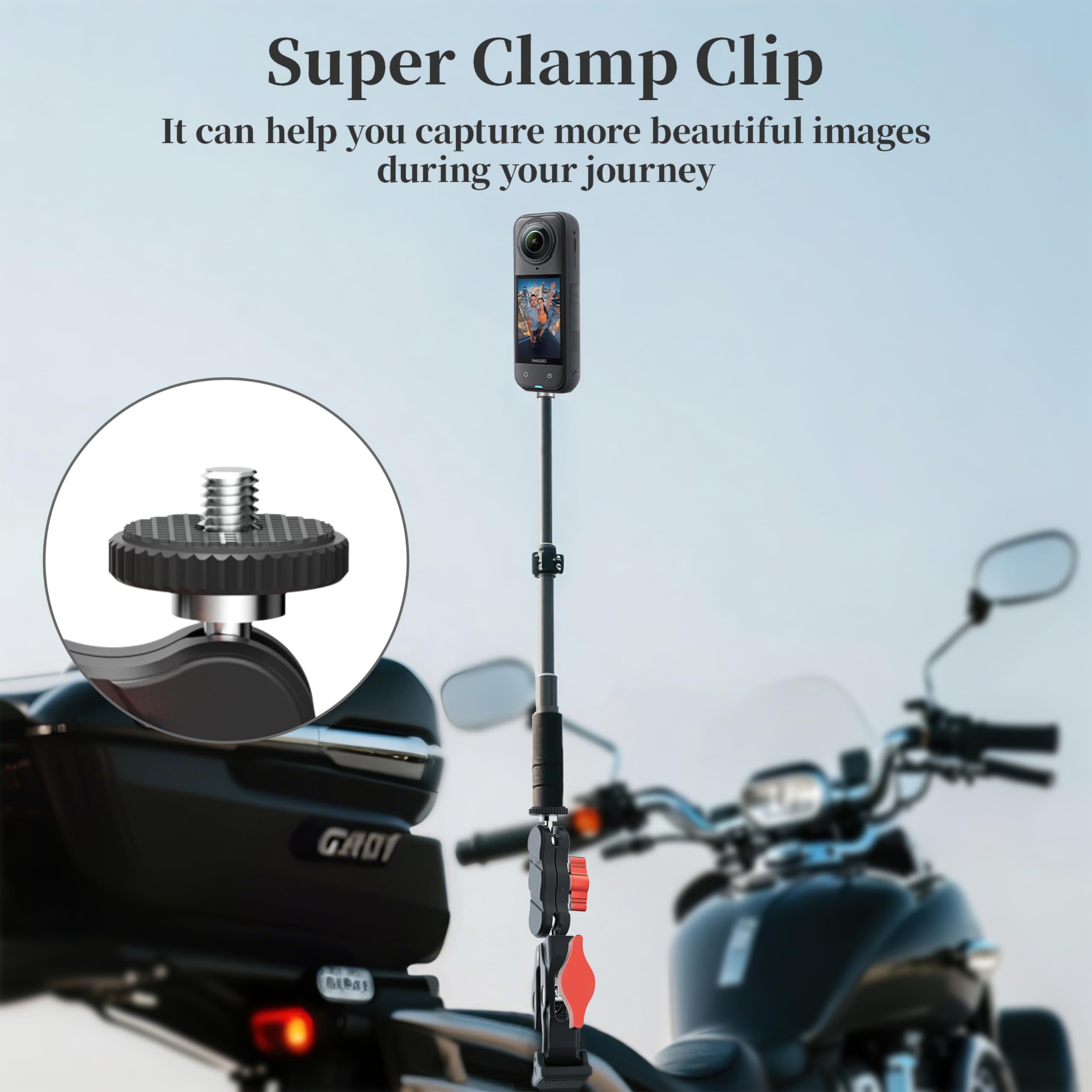 Soporte de abrazadera para manillar de bicicleta para GoPro Hero 13/12, zapata fría, roscas de 1/4 pulgadas, adaptador de montaje de teléfono/cámara de acción para DJI osmo Pocket 3/Action 5 Pro para