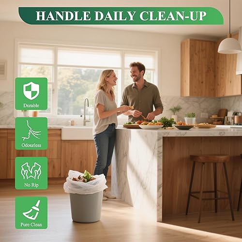 Miniatura 5 de Bolsas de basura pequeñas de 1.2 galones, bolsa de basura biodegradable de un galón, mini bolsas de basura compostables y fuertes para baño, bolsas