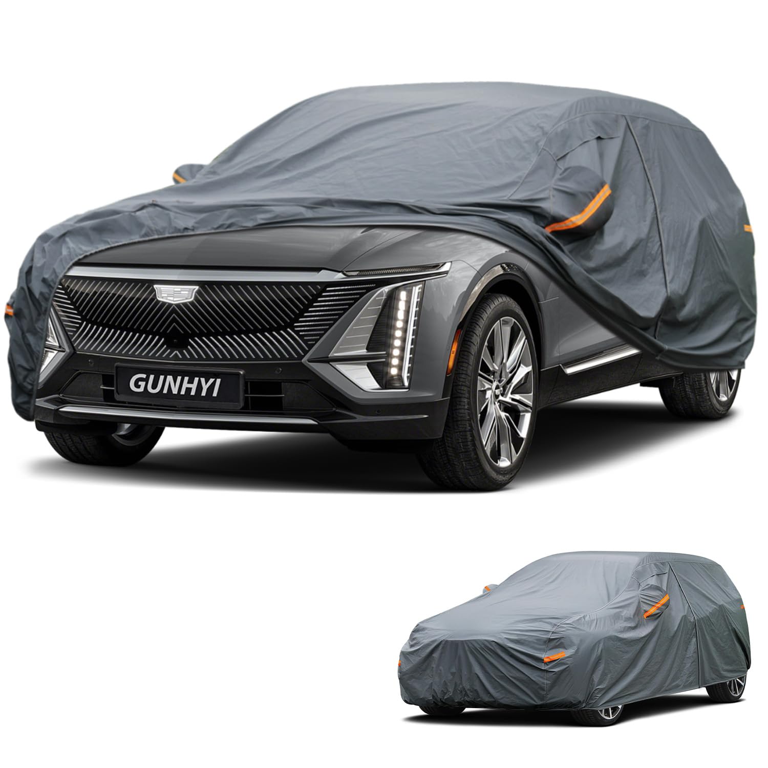 GUNHYI Premium Car Cover Custom Fit Cadillac Lyriq, 16 Layers Heavy Duty Car Cover Waterproof All Weather with Zipper Door for Sun Rain Snow Dust Uv Protection