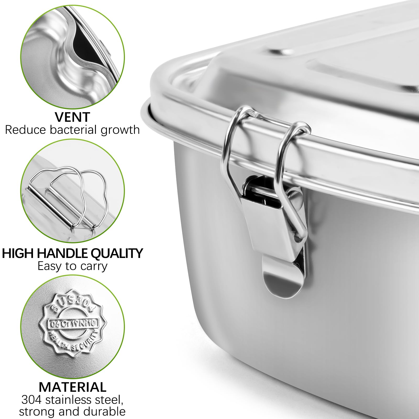 TOATELU Broodtrommel met vakken: 2 stuks 304 roestvrij stalen lunchbox