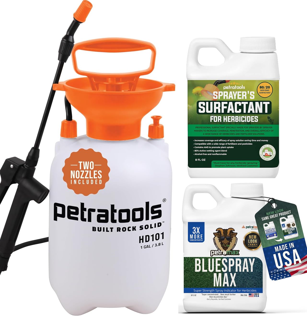 Spraye, Surfactant & Blue Lawn Dye Bundle 1 Gallon Garden Pump Sprayer with 2