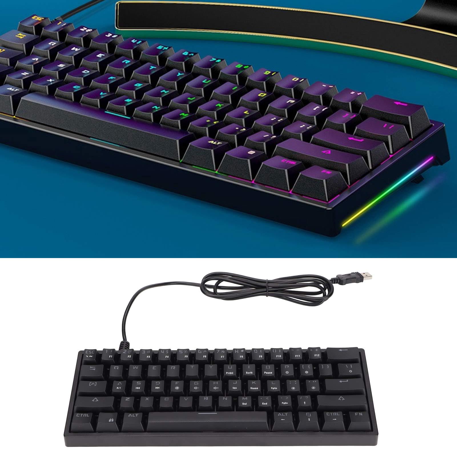 Amazon.com: Wisoqu Wired Mechanical Gaming Keyboard, 61 Keys Blue