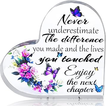Ewong Women Retirement Gifts, Inspirational Purple Heart Retire Keepsake