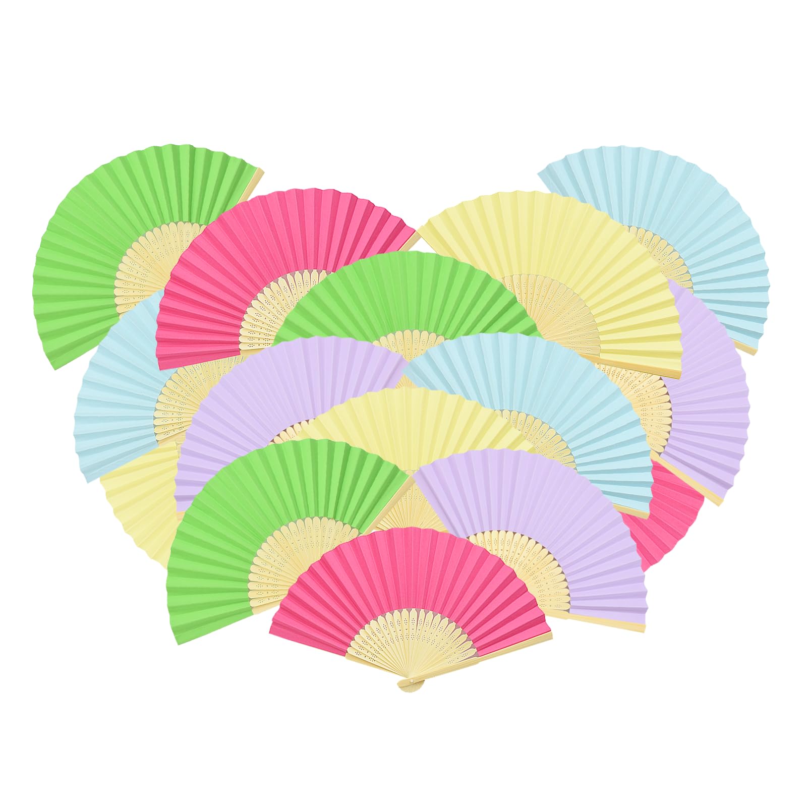 15 abanicos de colores, 5 colores x 3 compartimentos para bodas de verano, ventilador de mano, ventilador plegable, ventilador de color, regalos de invitados de boda, decoración de boda