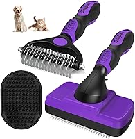 Vista 22 de 3 piezas de cepillo de limpieza autolimpiante, rastrillo de aseo de mascotas y cepillo de baño para perros, gatos y caballos Peine