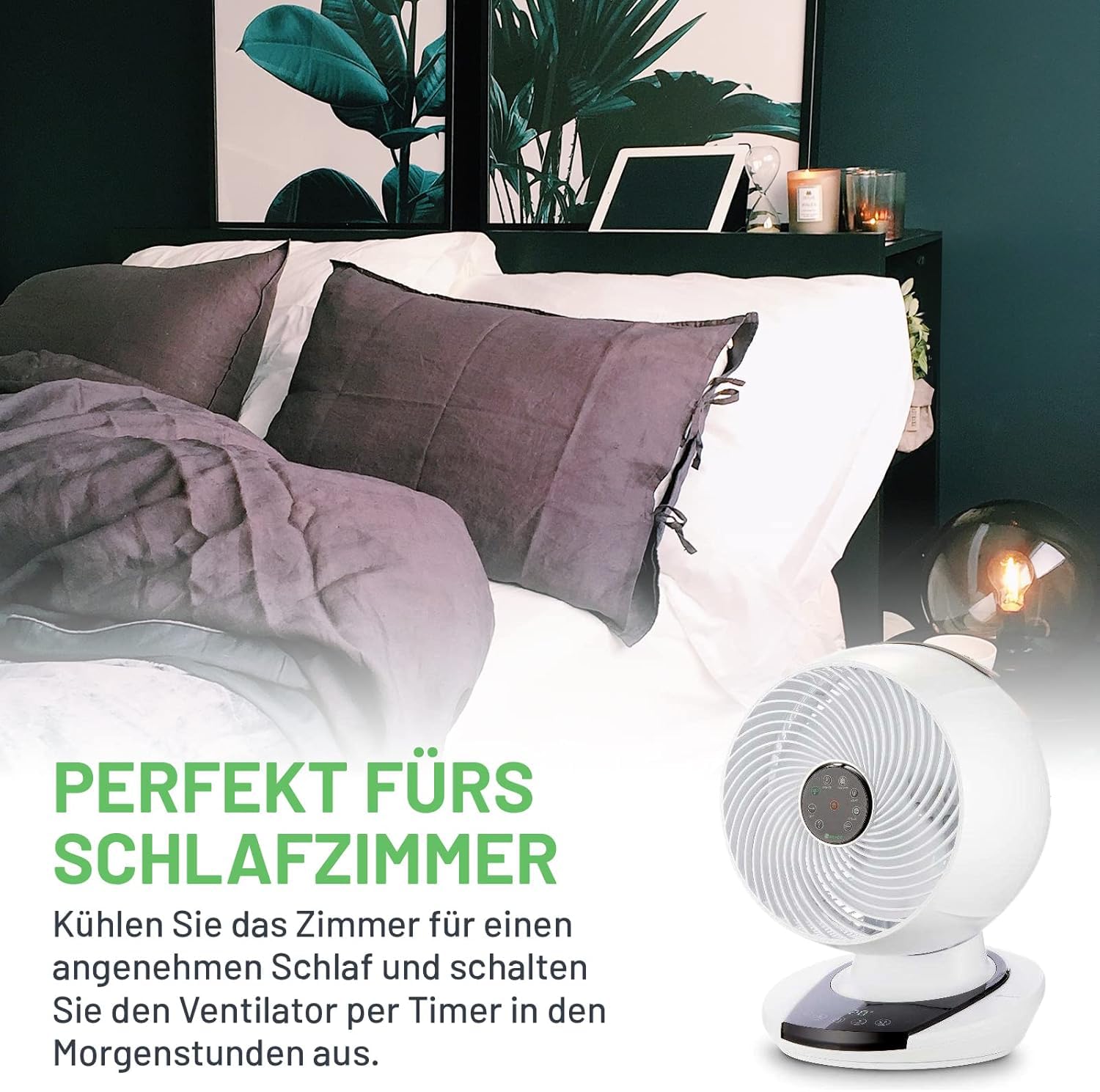 Meaco MeacoFan 1056 Ventilatore con Circolatore d’Aria Ultra Silenzioso con Telecomando, Ventilatore da Tavolo per Ufficio e Camera da Letto, 12 Velocità, Oscillazione 360°, Bianco