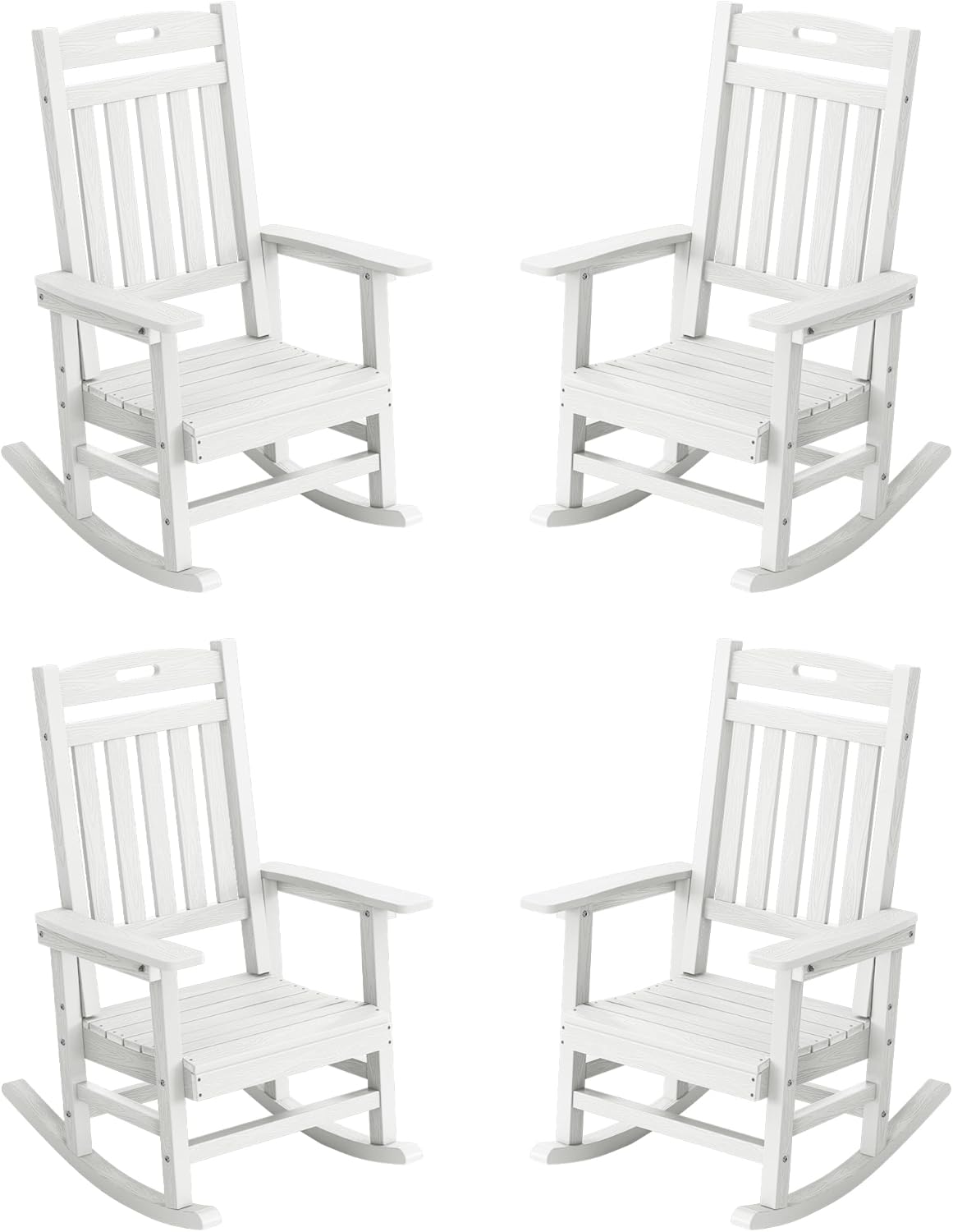 YEFU Porch Rocking Chairs Set of 2: Plastic Rocking Chairs for Outside,HIPS Weather Resistant for Patio,Waterproof,Rock smoothly,Teak