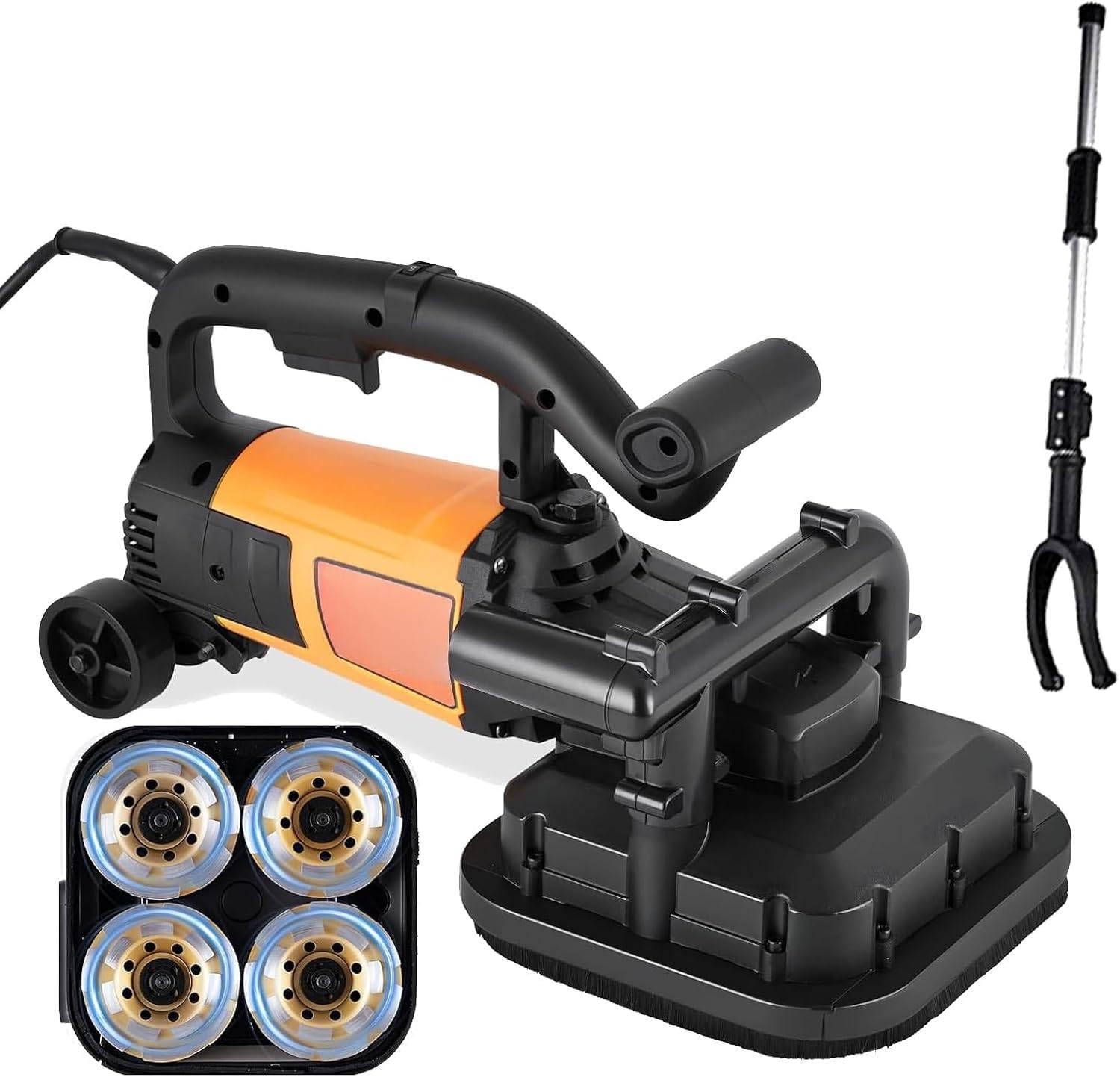 Pulidora de Pisos de concreto de 4 Cabezales y 3800 W | Pulidora de Diamante de 6 velocidades | para pulir concreto, Cemento, mármol y Granito. (MachineandPole)
