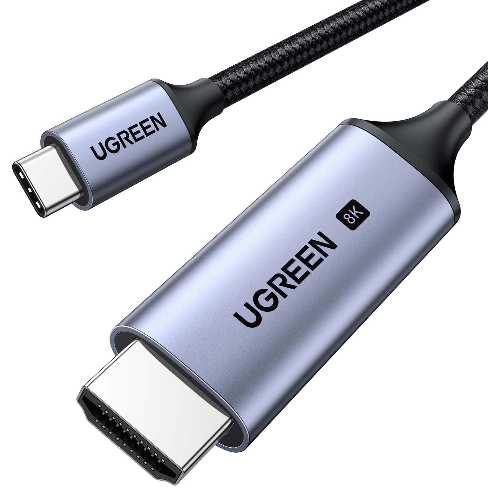 UGREEN USB Type C HDMI Conversion Cable (8K@60Hz/4K@240Hz/Unidirectional Communication/DP Alt Mode) 48Gbps High Speed Transfer, Compatible with Macbook Pro, Air, iPad Pro, Surface Go, Chromebook, 6.6 ft (2 m)