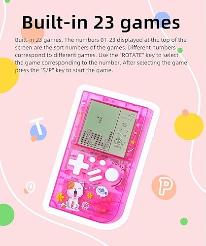 Miniatura 4 de CZT Máquina de juego de bloques transparentes, 23 juegos integrados, consola de juegos retro para niños, dispositivo de juego para estudiantes,