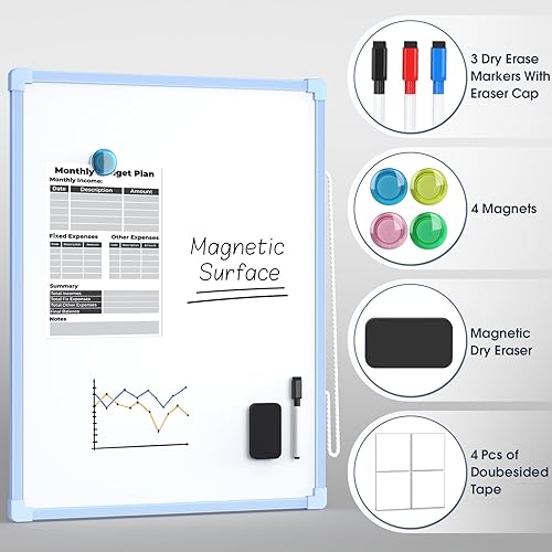 Vista 41 de MaxGear Pizarra blanca colgante de doble cara para pared, pizarra blanca colgante de 16 x 12 pulgadas, pequeña pizarra blanca de borrado en seco
