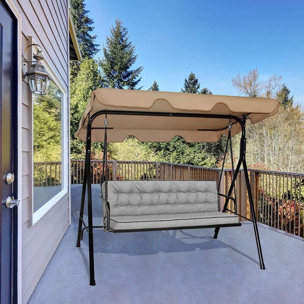 Porch Swing Cushions, 55 x 40 with Backrest, Two/Three Seat Replacement for Outdoor Swings & Garden Benches (Light Grey, 40 * 55 in)