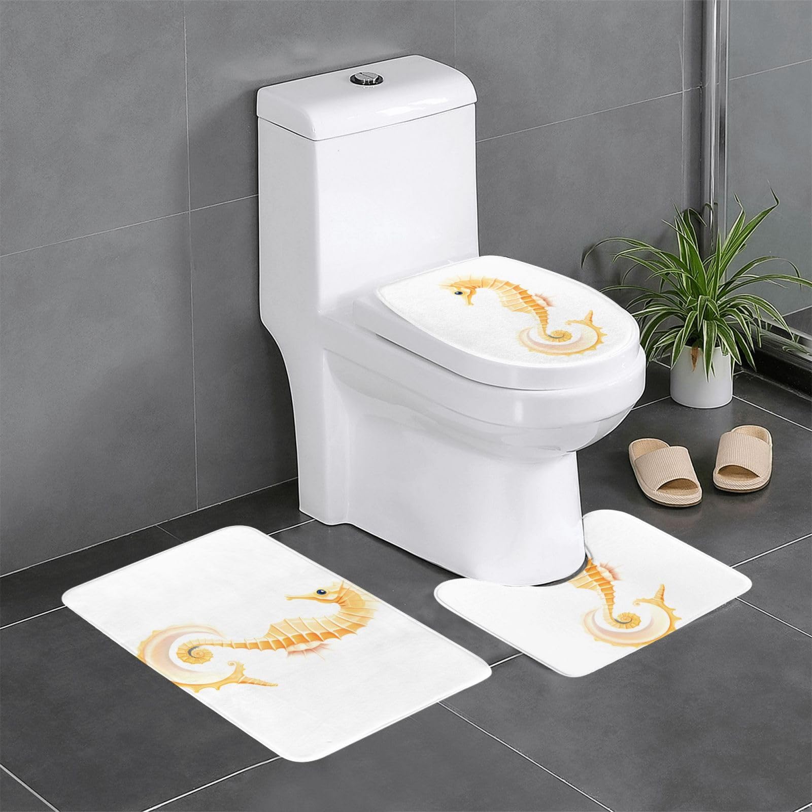 Tapis de salle de bain antidérapants ambiance marine pour baignoire et WC