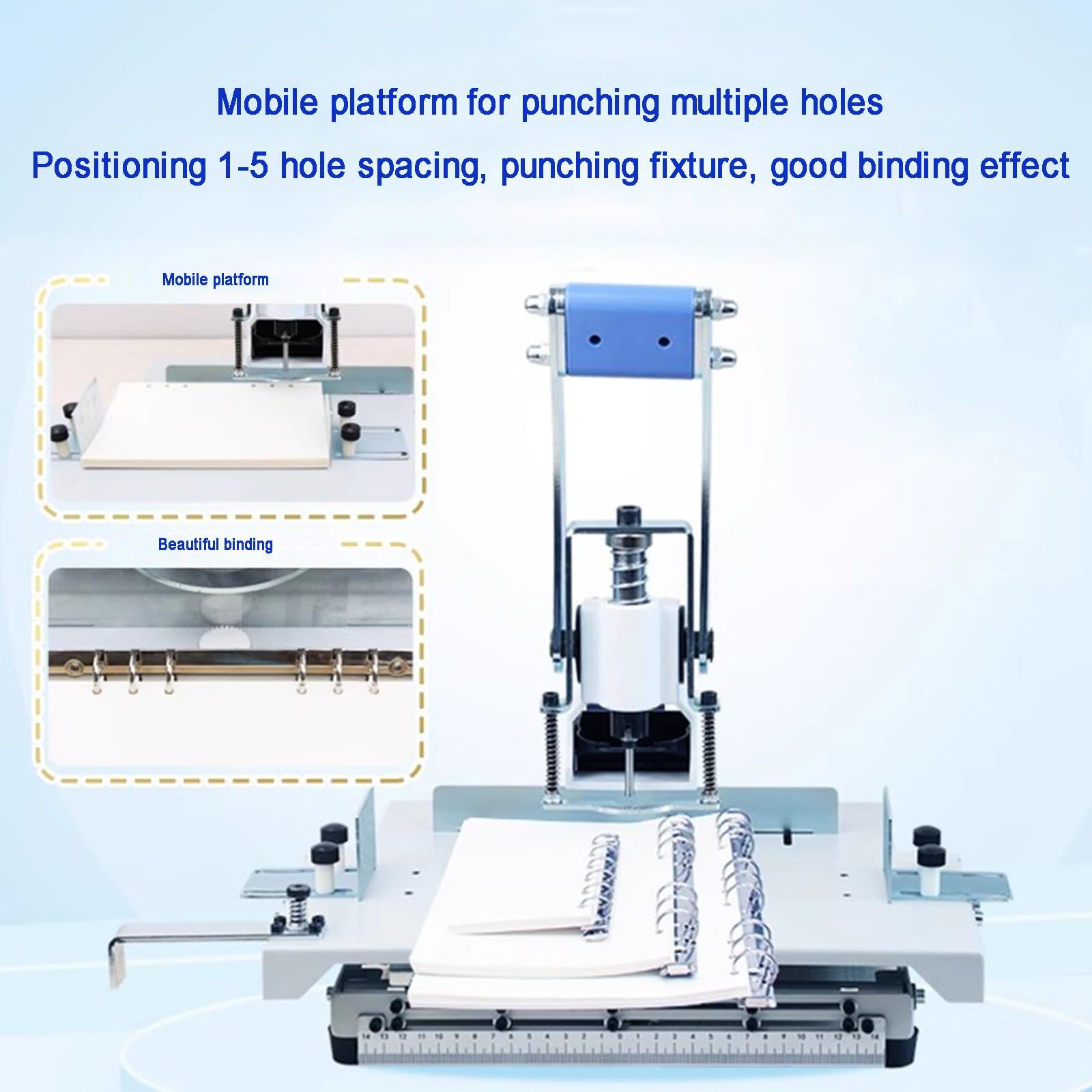 Perforatrice per Carta, Perforatrice Manuale a Foro Singolo con Piattaforma Mobile A4, Spessore di Perforazione 30 Mm E 5 Punte (3/5/7/8/10 Mm), per Carta, Etichette, Rilegatura di Segnalibri