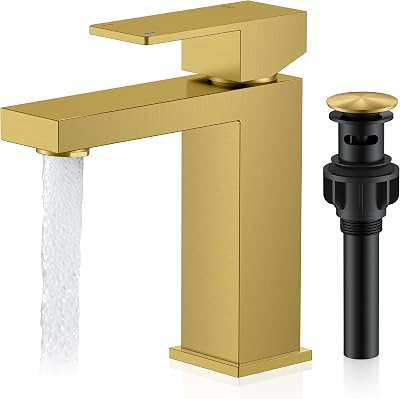 KENES Brushed Gold Bathroom Faucet Single Hole, Single Handle Vanity Faucet