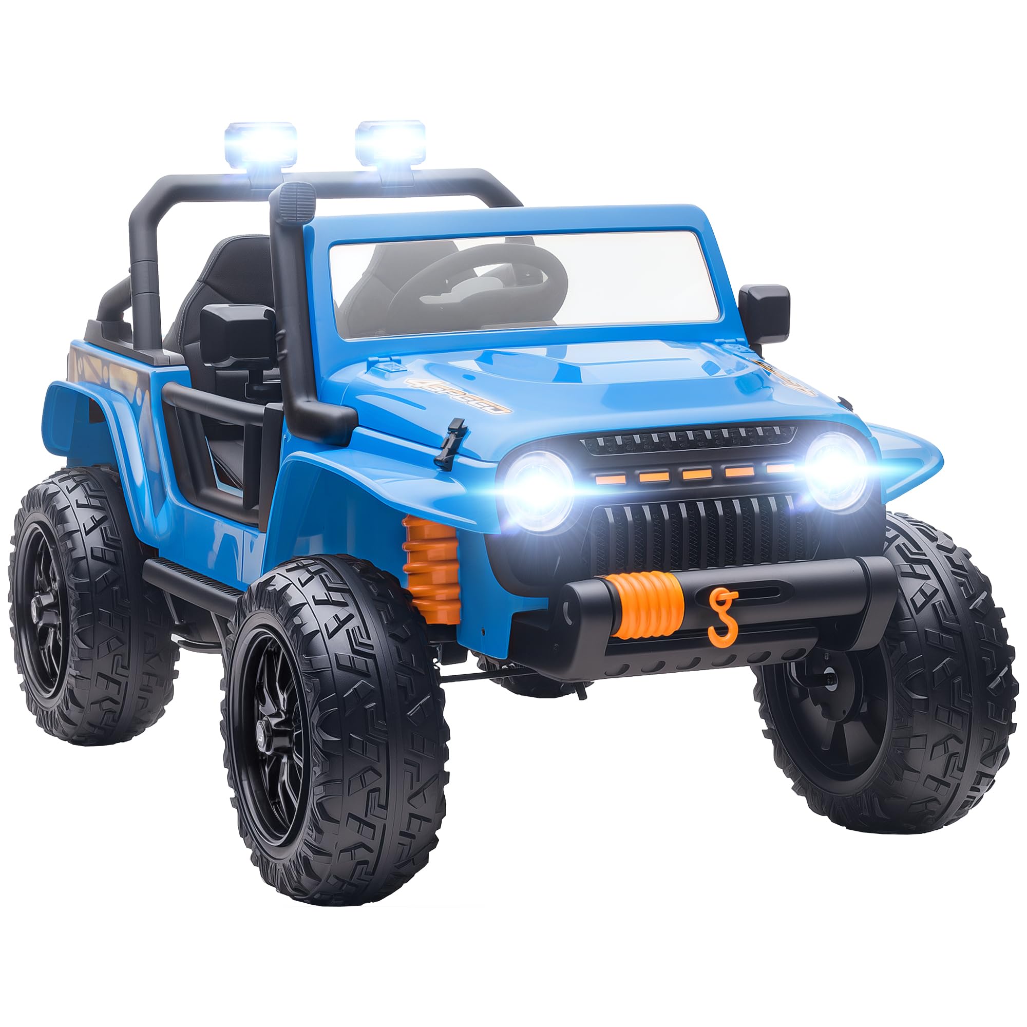 AIYAPLAY Kinder Elektroauto 12V mit Fernbedienung 2 Motor 3-8 Jahre Blau | Kinderauto Elektrisch, Kinderfahrzeug mit Hupe, LED, Musik, Elektrofahrzeug mit Eltern-Kind-Sitz, 4 gefederten Rädern