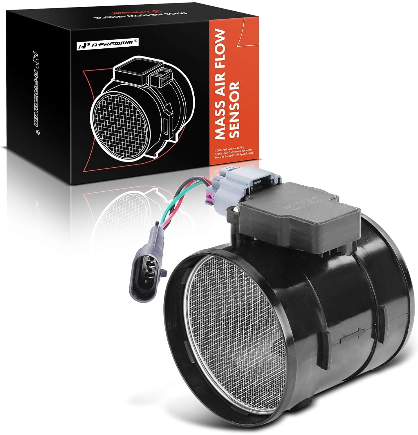 A-Premium Mass Air Flow Sensor Meter Assembly W/ 3Pins [OHV, 6,8Cyl 4.3 5.0 5.7 7.4L] Compatible with Cadillac & Chevy & GMC, fits C/K Class C2500, Escalade, K3500, Savana, Tahoe, Express & More