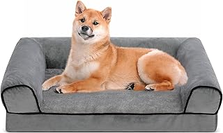 Growaystory Hundebett orthopädisches Hundesofa Hundecouch mit eierförmiger Ergonomischer Kistenschaum waschbar rutschfest (76x51x18CM, 3-seitiger Umrandung) product image