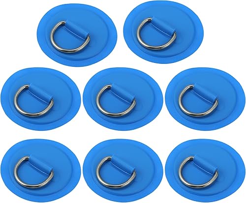 X AUTOHAUX 8 piezas de parche de anillo en D de PVC de acero inoxidable con forma redonda en D para tabla de surf, barco inflable, kayak, canoa