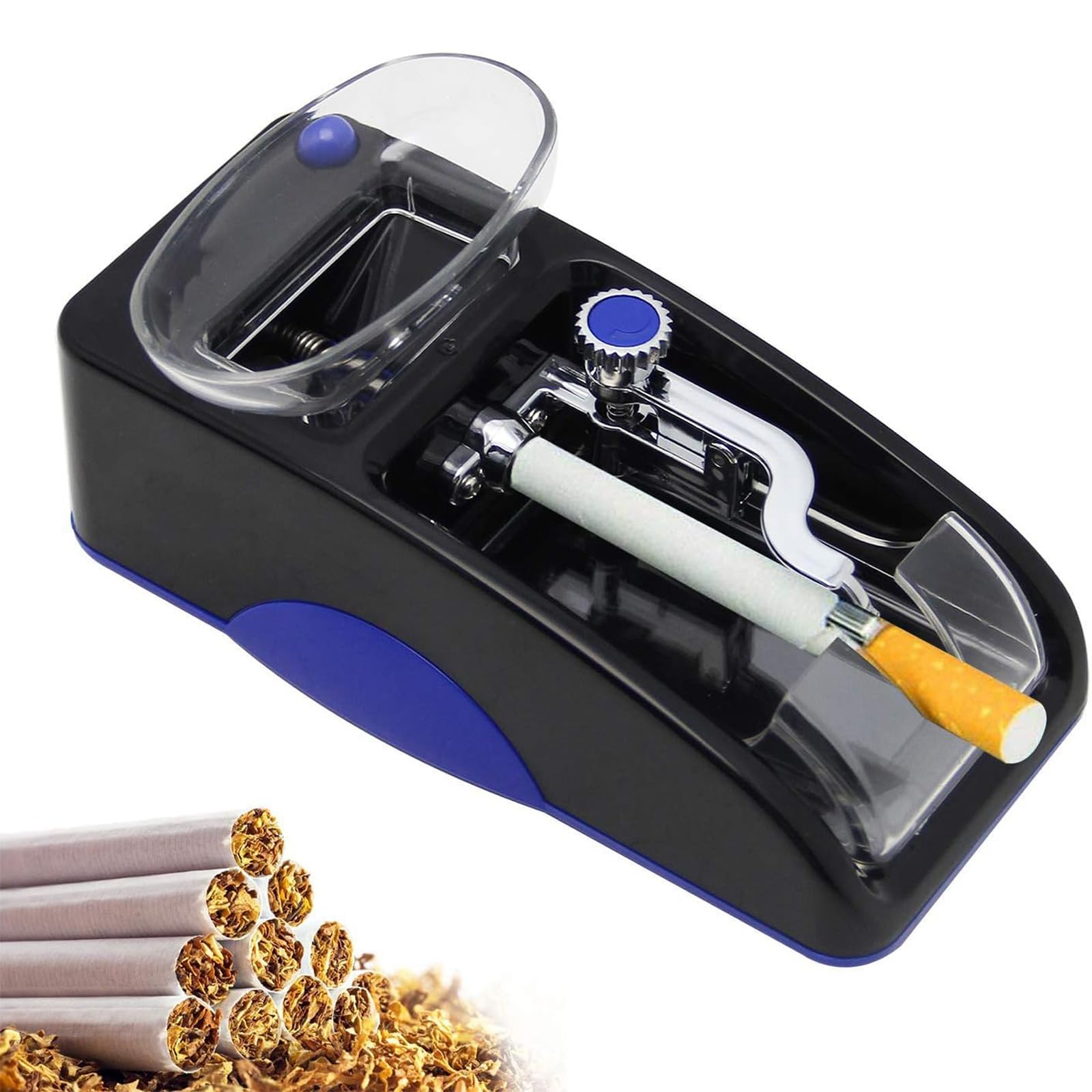 Uziah Blue Cigarette Rolling Machine Electric Automatic Injector Mini Tobacco Roller Maker Cigarette Maker Diy Smoking Tool For Cigarette Making,
