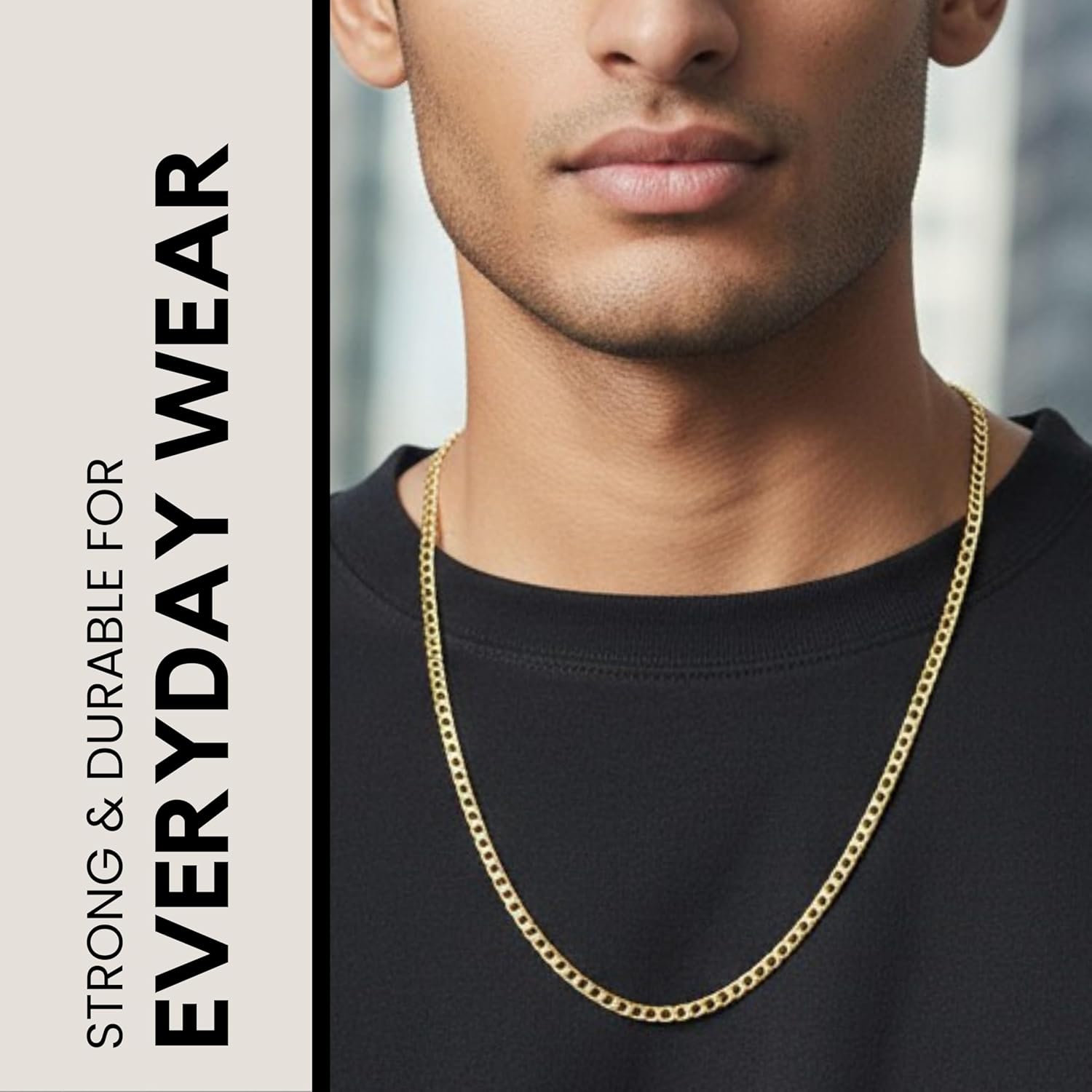 KISPER Gold Chain for Men and Women - 18K Gold Plated 925 Sterling Silver Italian Figaro Mariner Curb Chain Necklace - Made in Italy - Image 4