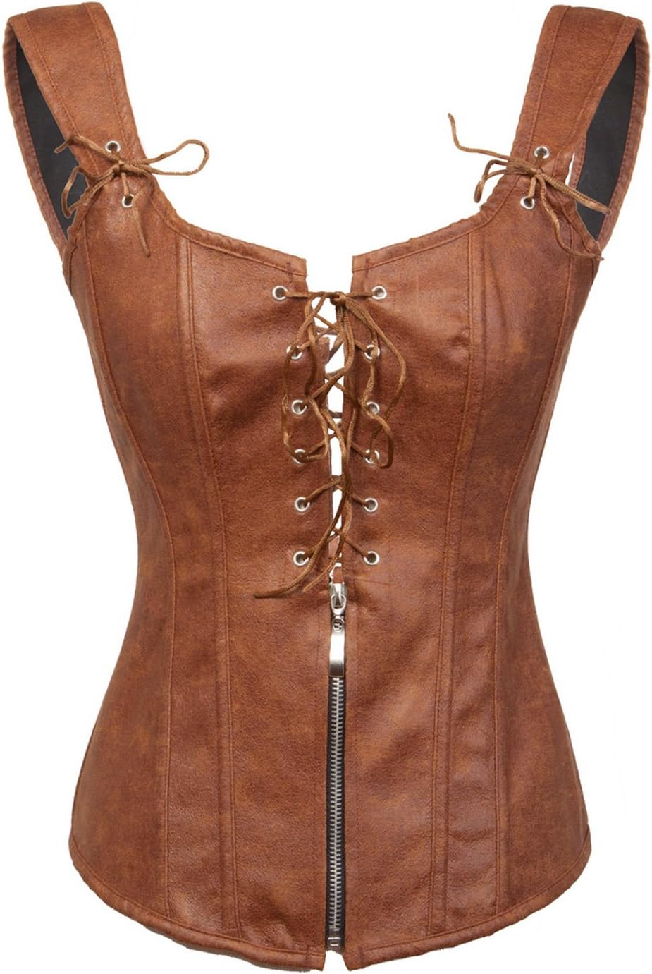 Brown Leather Look Armor Vest