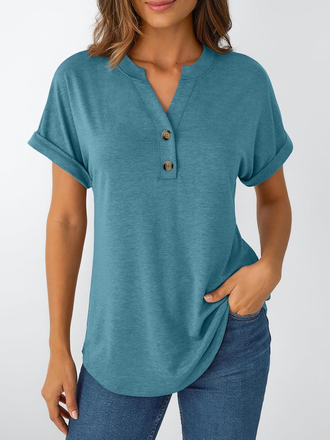 AUTOMET Women's Short Sleeve Shirts Henley Dressy Casual Summer Tops 2026 Spring Fashion Trendy Cute T-Shirts - Image 6