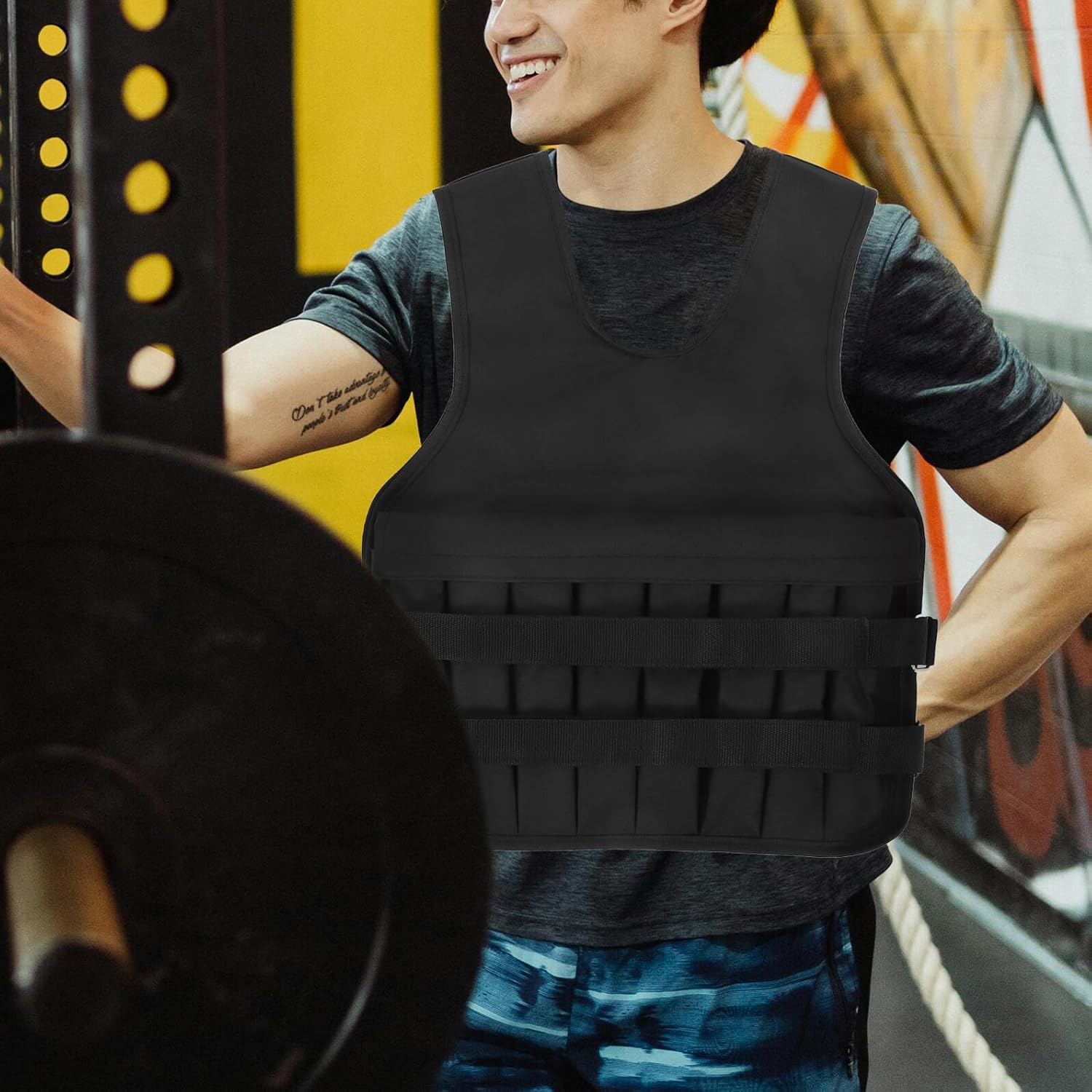 Adjustable Weighted Vest for Men Strength Training Running Exercise Fitness Vest with Removable Weights Multi-functional Sports Running Costume