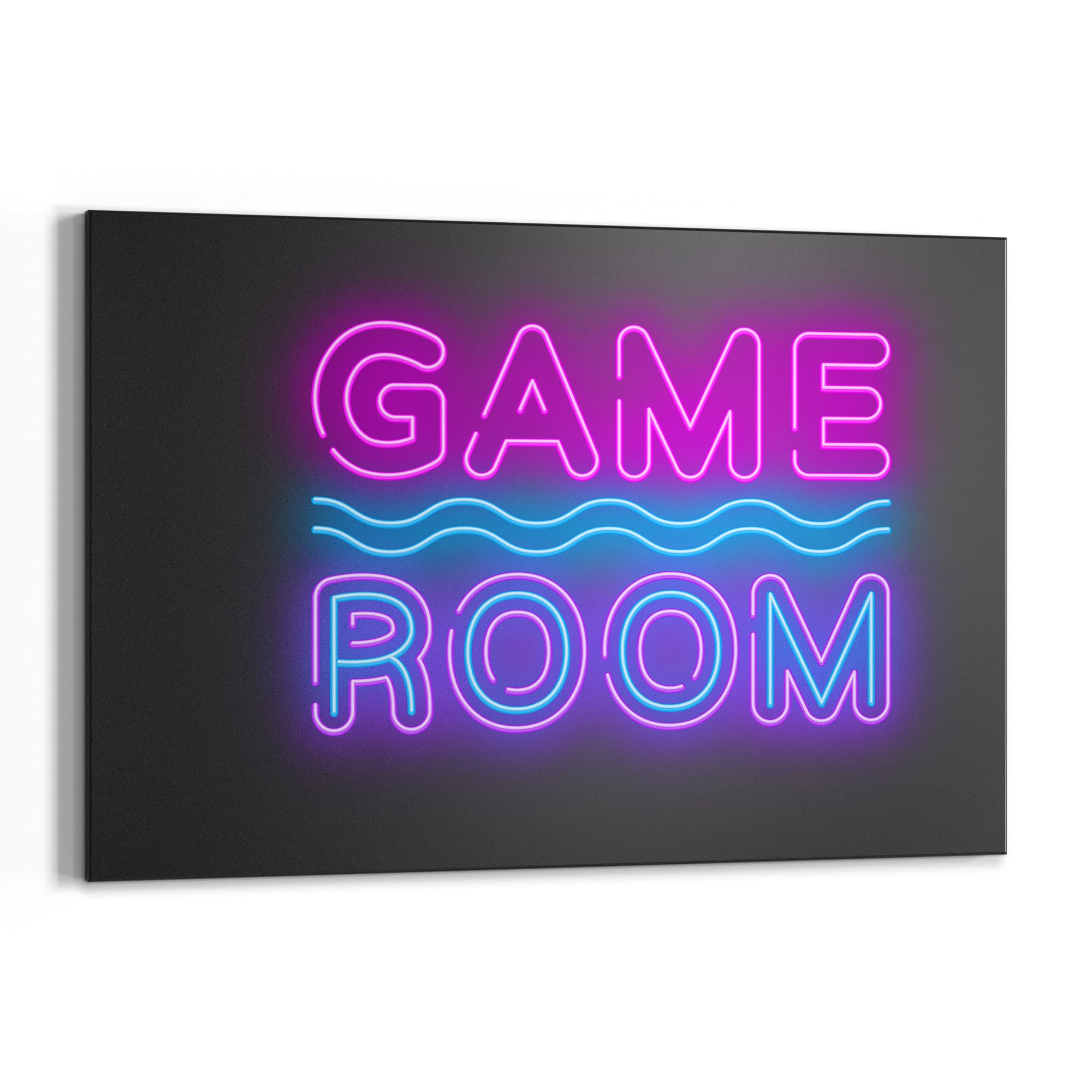 DEQORI Pizarra magnética con impresión UV | diseño "Neon Game Room" | diseño rectangular de 90 x 60 cm | tiza pizarra metálica se puede escribir – Decoración de pared para cocina, pasillo, habitación