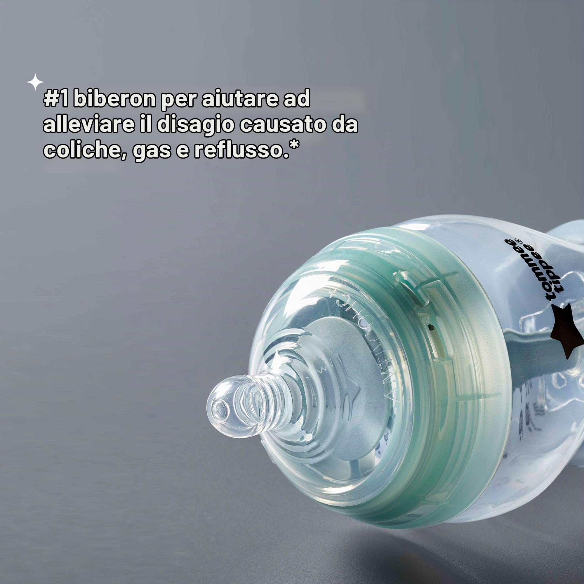 Tommee Tippee biberon, 260ml | biberon anti-colica avanzato, con tettarella simile al seno materno, cannuccia anti-colica ventilata, autosterilizzante