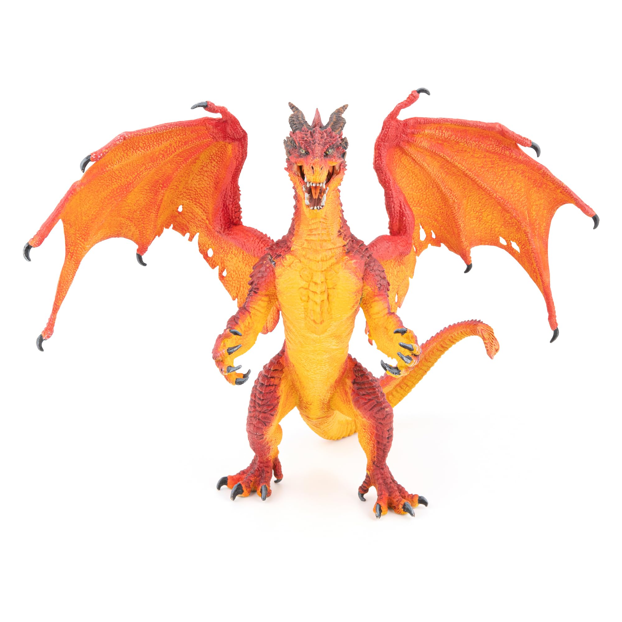 Papo - Drachenkönig des Feuers - Bewegliche Fantasy-Figur - 16 cm | Ab 3 Jahren, beweglicher Drache zum Sammeln und für fantasievolles Mittelalter-Spiel, das die Kreativität fördert