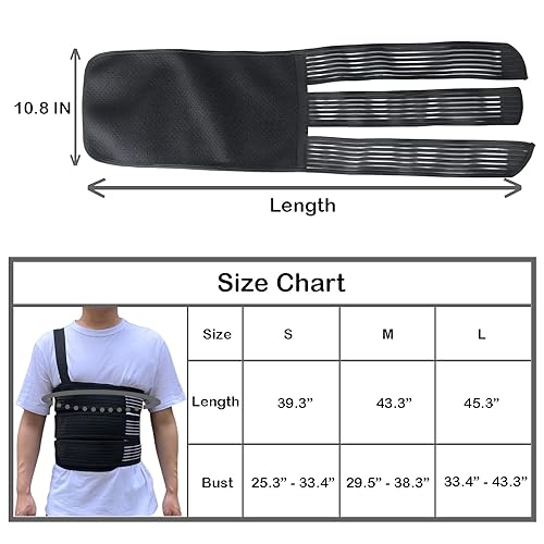 Miniatura 4 de Carpeta de pecho para cinturón de costillas rotas, soporte de compresión elástico para reducir el dolor de la caja torácica, fracturado, dislocado y