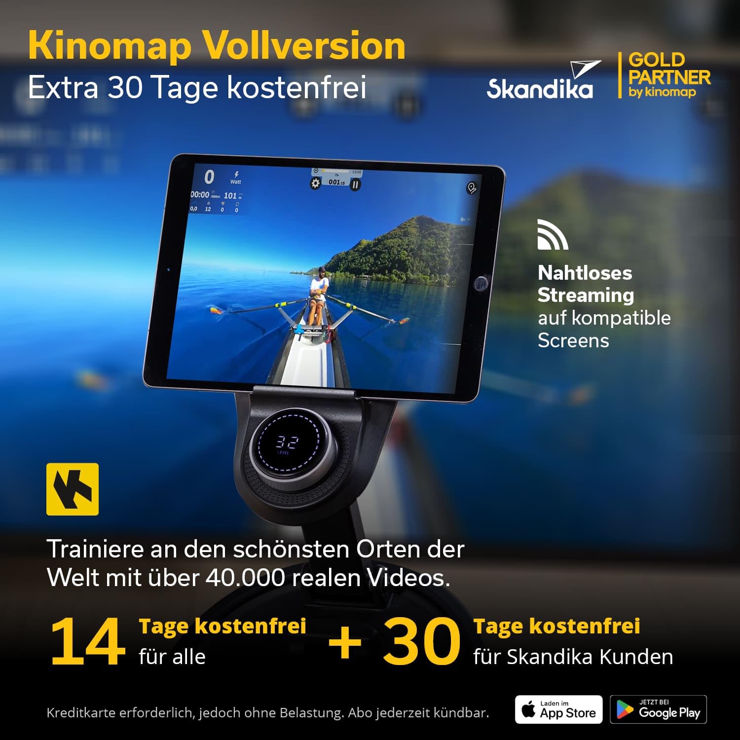 Skandika Rudergerät Rovek | Rudermaschine Holz, Rudergerät für Zuhause klappbar, Magnetwiderstand mit 32 Stufen, Kinomap App kompatibel, aufstellbar, bis 195 cm