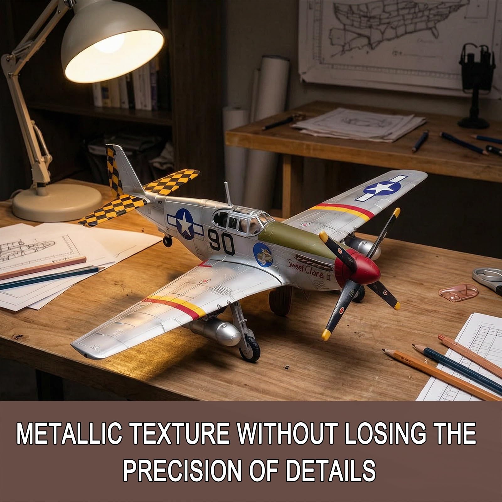 P-51B 1/72 Metal Aircraft Model with Stand Collector-Grade Display for Aviation Enthusiasts Military Collectors, Gift-Ready Detailed Scale Model for Desk Shelf Cabinet(504)