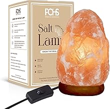 POHS 7 Inches,4-5 lbs, 100% Authentic Natural Himalayan Pink Salt Lamp, Hand Crafted Wooden Base, with on & Off Switch