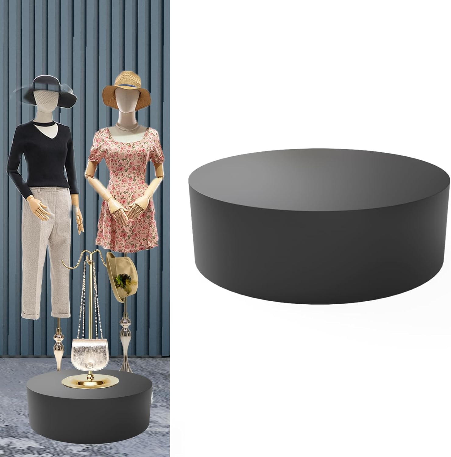 Jueraori Round Display Pedestal Stands, Party Event Decor Cylinder Plinth Table, Wedding Decoration Display Platform Base Stand For Home Boutiques Jewelry Display (black, 19.7x7.9in) black 19.7x7.9in