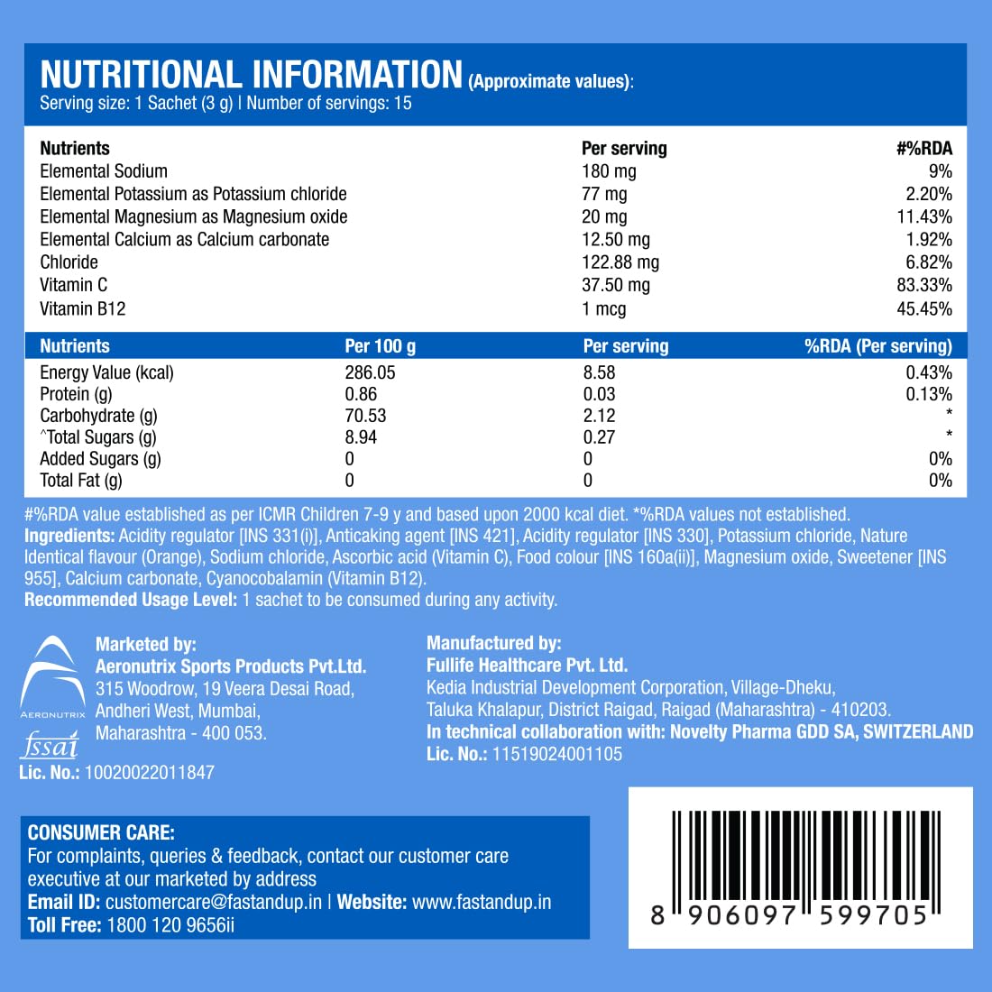 Fast and Up Relod Zero Sugar Instant Hydration Mix - Orange Rush | Electrolyte Powder | Pack of 15 | Traveling Fast and Up Relod Zero Sugar Instant Hydration Mix - Orange Rush | Electrolyte Powder | Pack of 15 | Traveling