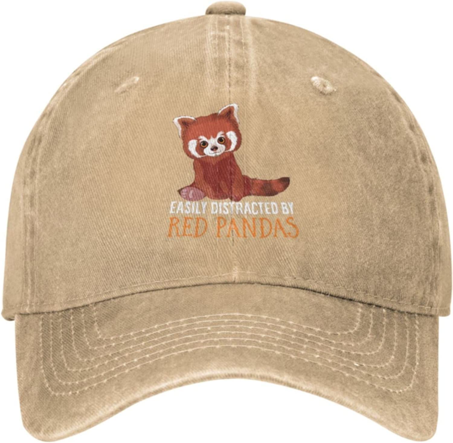 Lsjuee Unisex Natural Red Pandas Hat Easily Distracteds By Red Pandas Hat For Men Baseball Hats Vintage Cap