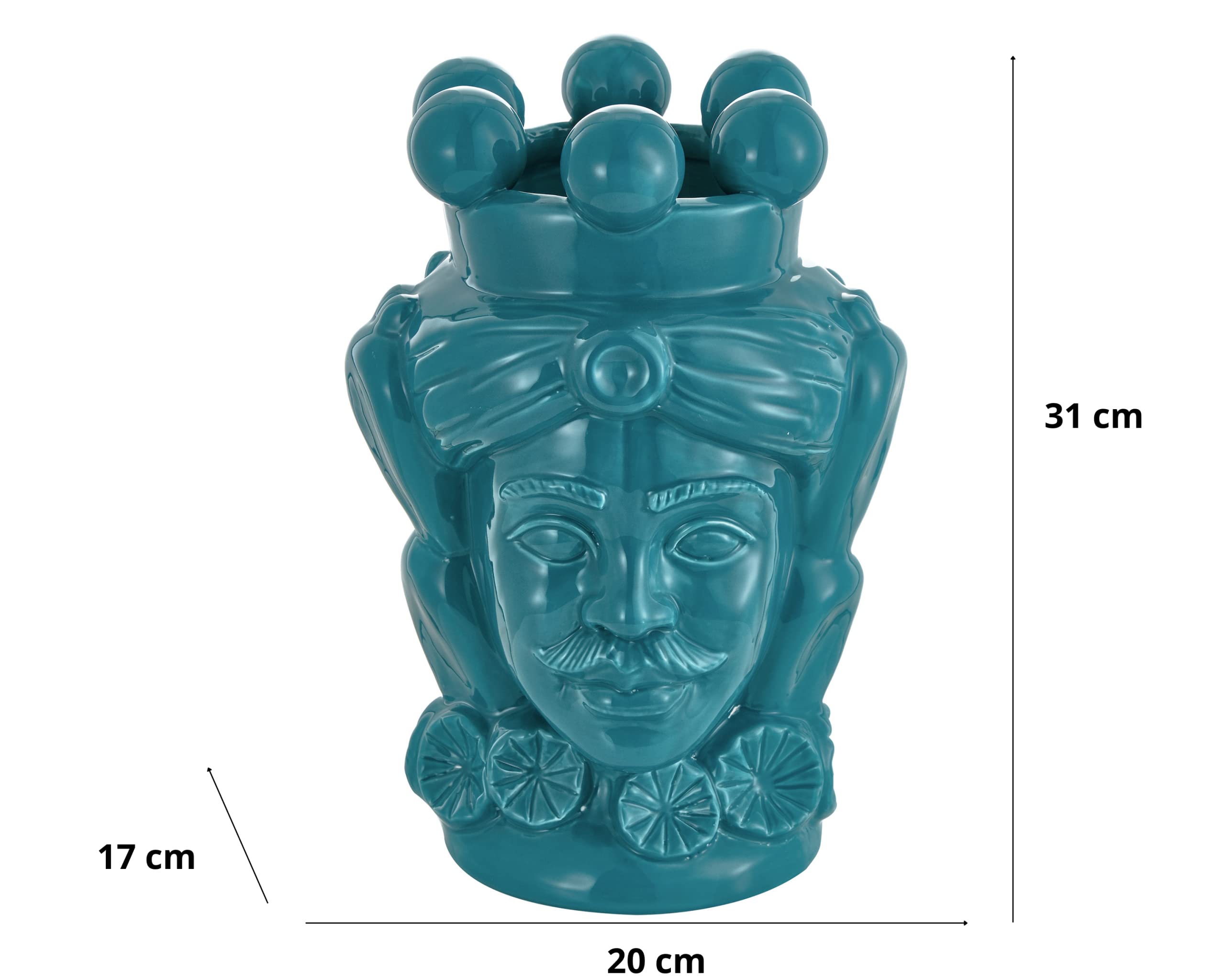 Baroni Home Testa Di Moro In Porcellana Stile Siciliano – Vaso Rosso 18x22x31 Cm, Decorazione D'Interni Artigianale