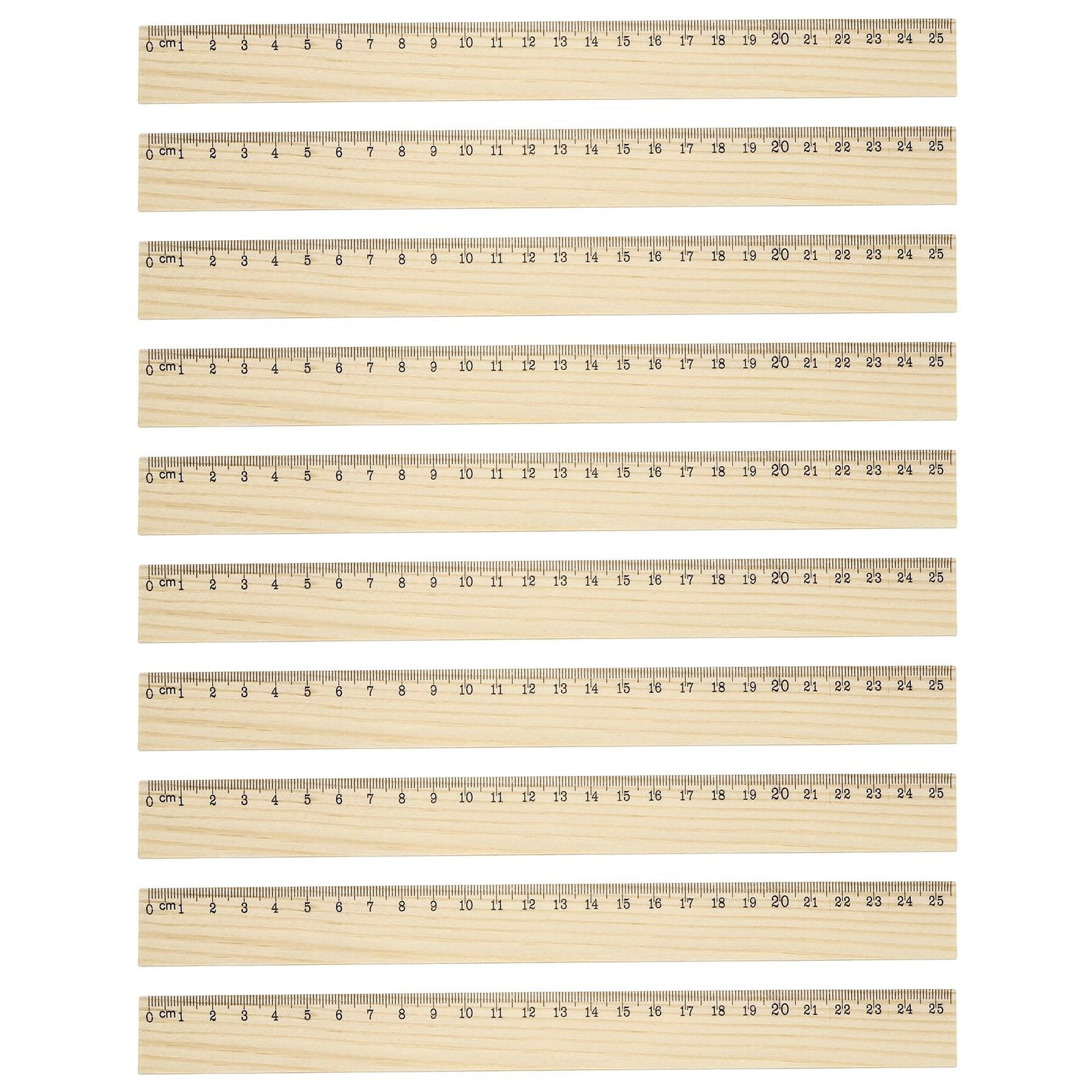 PATIKIL 10 Inch Wooden Rulers, 24Pcs Drafting Ruler Measuring Drafting Tools with Centimeters for Office Home Teacher Drawing Supplies, Wood