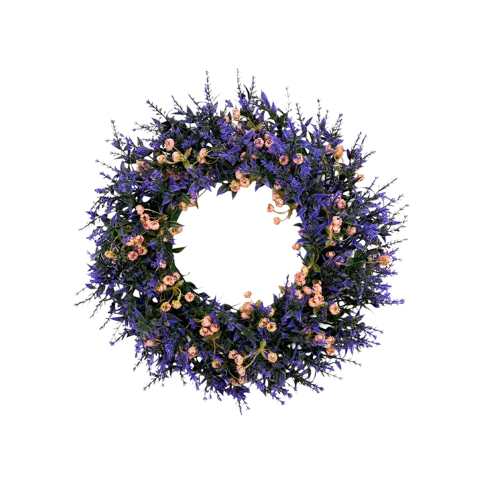 2Pcs Lavender Wreath Set for Front Door, 15" Artificial Door Wreath