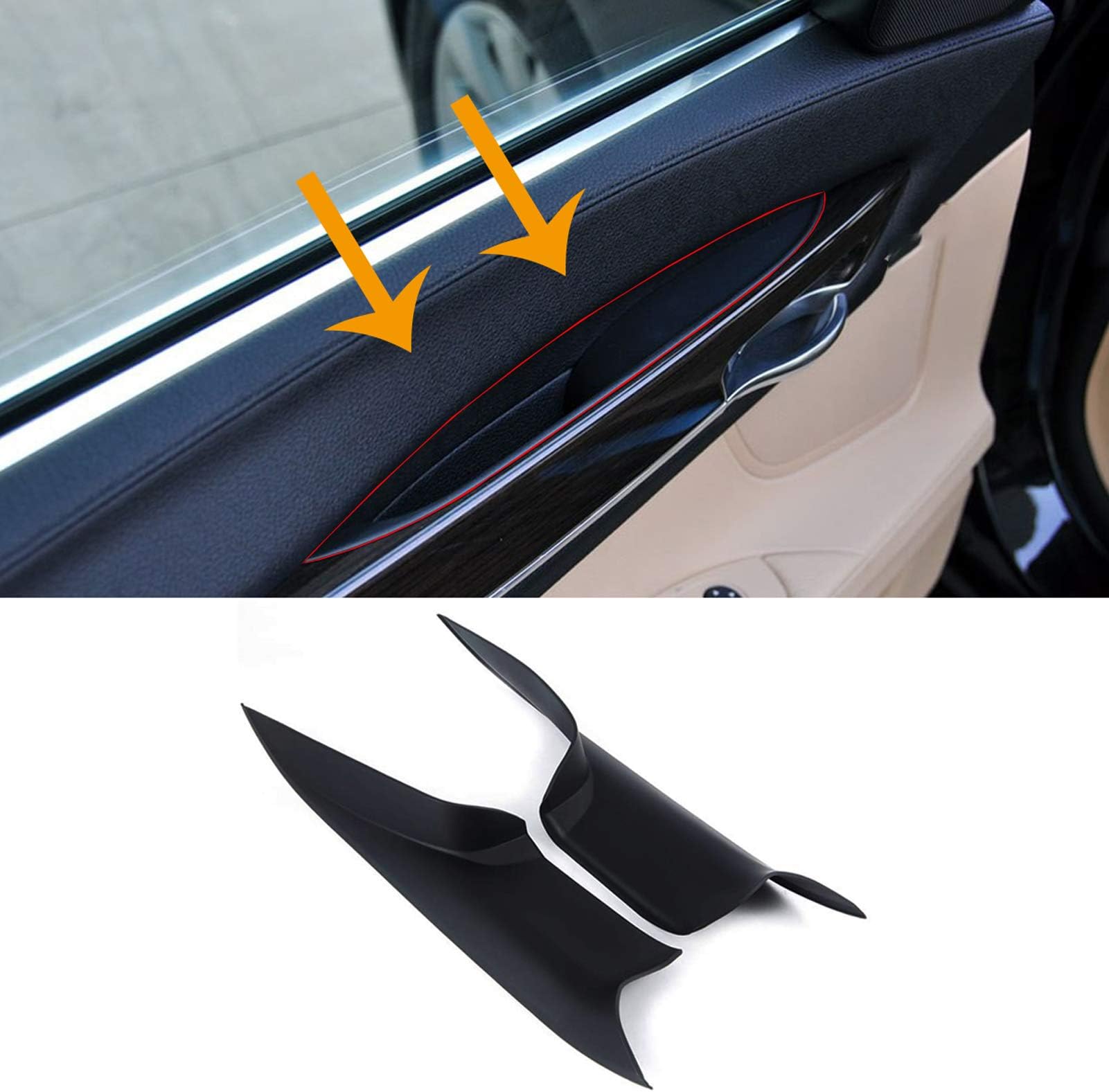 Moonlinks Compatible with BMW 7 Series Door Pull Handle Covers, Left Front + Right Front Interior Door Grab Handle Covers Trim(Compatible with BMW 7 Series 730 740 750 760 F01 F02 2008-2014)