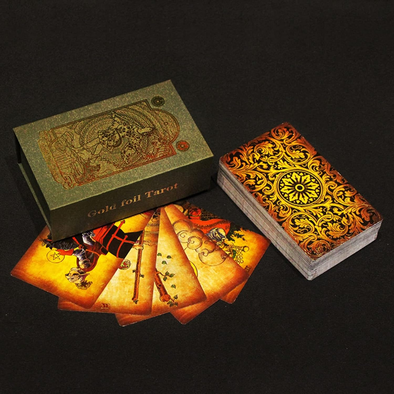 Tarot Cards Deck, Water Proof with Guidebook Divination Oracle 80 Cards, Fortune Telling Game Set for Family Reunion Beginners Expert Readers for Christmas Birthday, Black