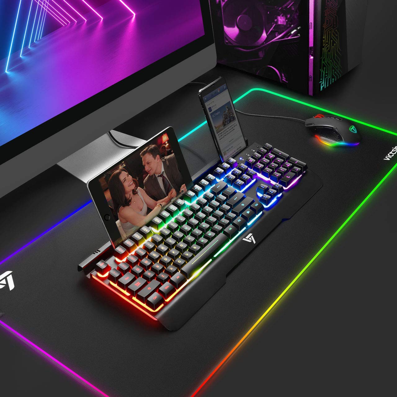 VicTsing Wireless Gaming Mouse and RGB Gaming Keyboard, Silent Gaming