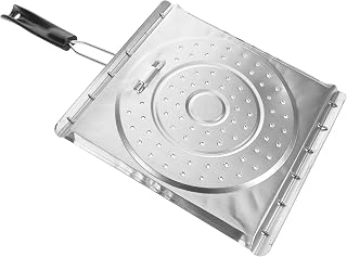 Cesta para Parrilla de Pescado y Arepas con Asa Plegable de Acero Inoxidable, Tostadora de Estufa de Campamento Versátil para Picnic y Uso en Exteriores
