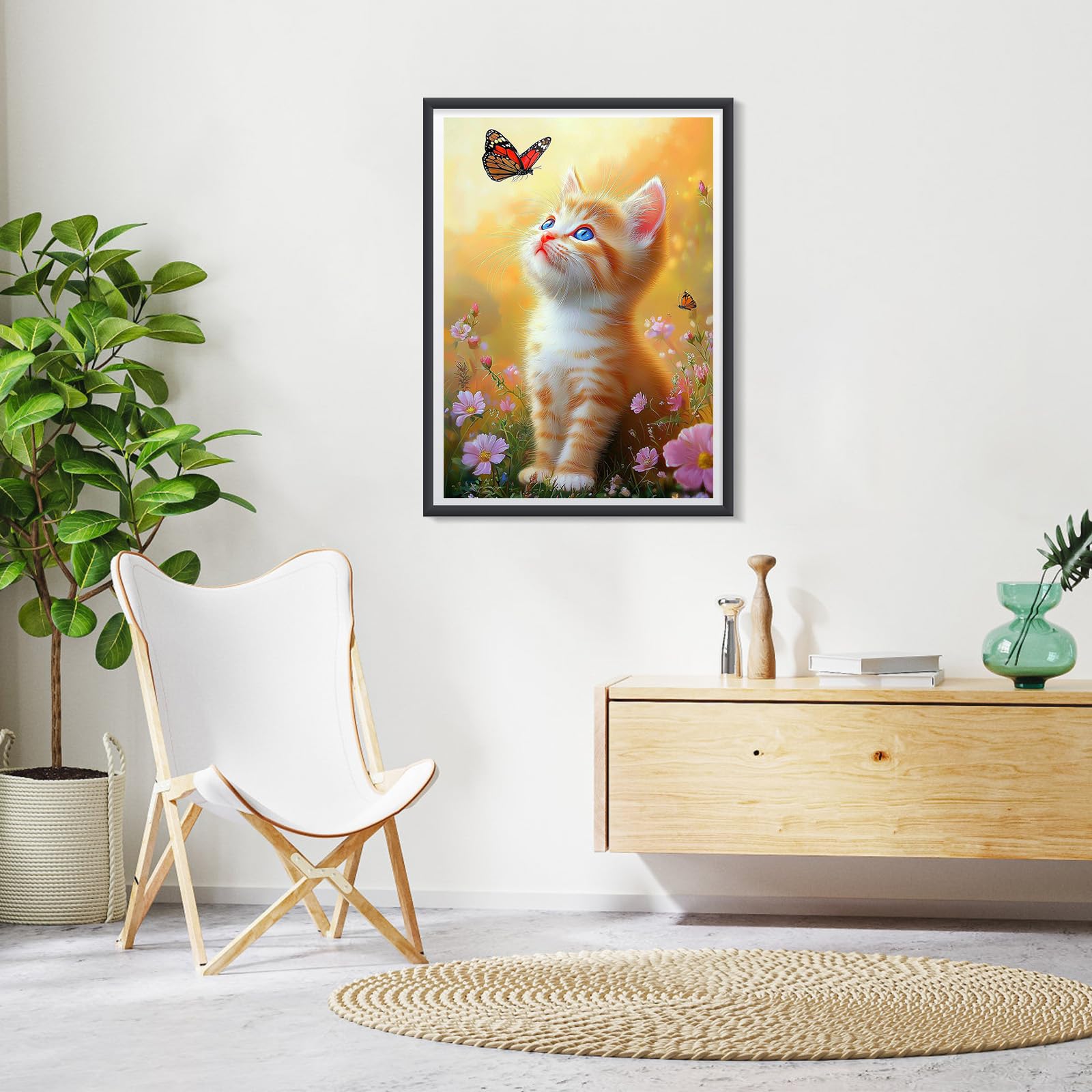 GHHKUD Cat Diamond Painting Kits for Adults Flowers 5D Diamond Art Kits for Beginners DIY Full Drill Diamond Art Stitch - Image 2